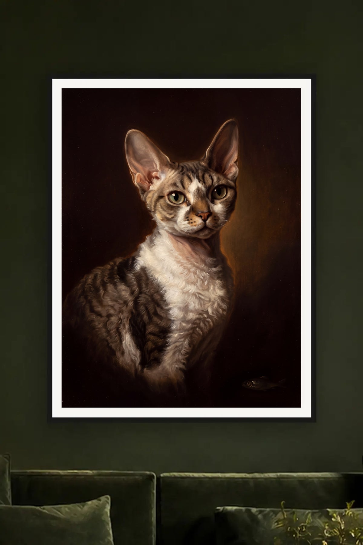 Poster im Wohnzimmer: Deine Katze als Alter Meister – personalisiertes Katzenportrait