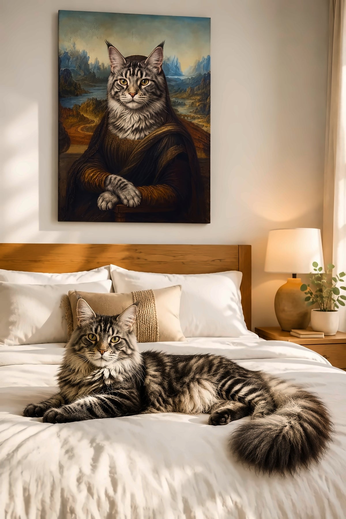 Leinwand im Wohnzimmer: Deine Katze als Mona Lisa – personalisiertes Katzenportrait