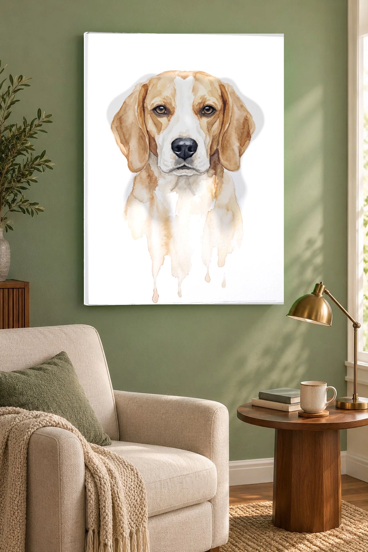 Aquarell Nass-in-Nass Leinwand mit Beagle