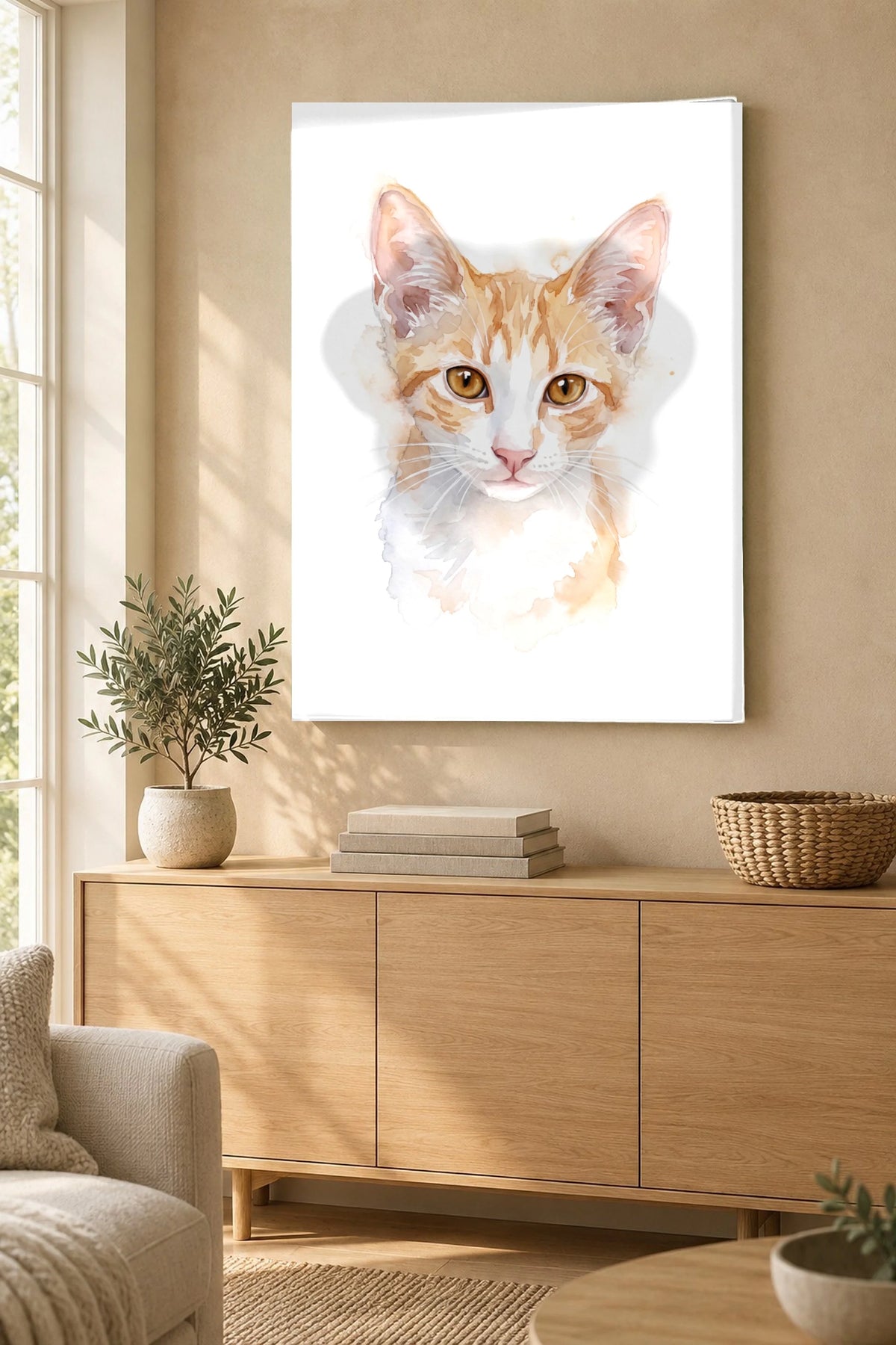 Aquarell-Portrait Leinwand mit roter Katze