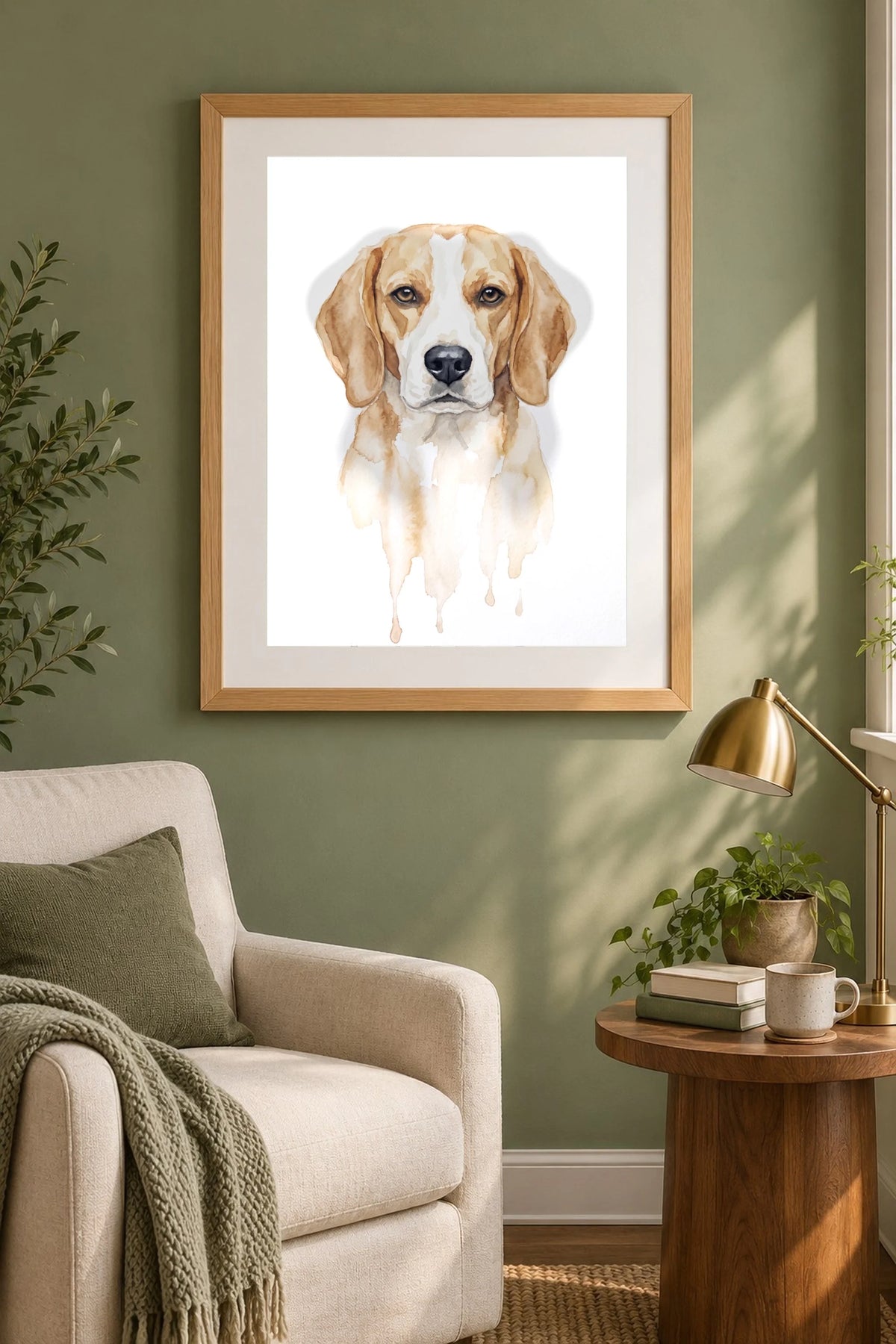 Aquarell Nass-in-Nass Poster mit Beagle