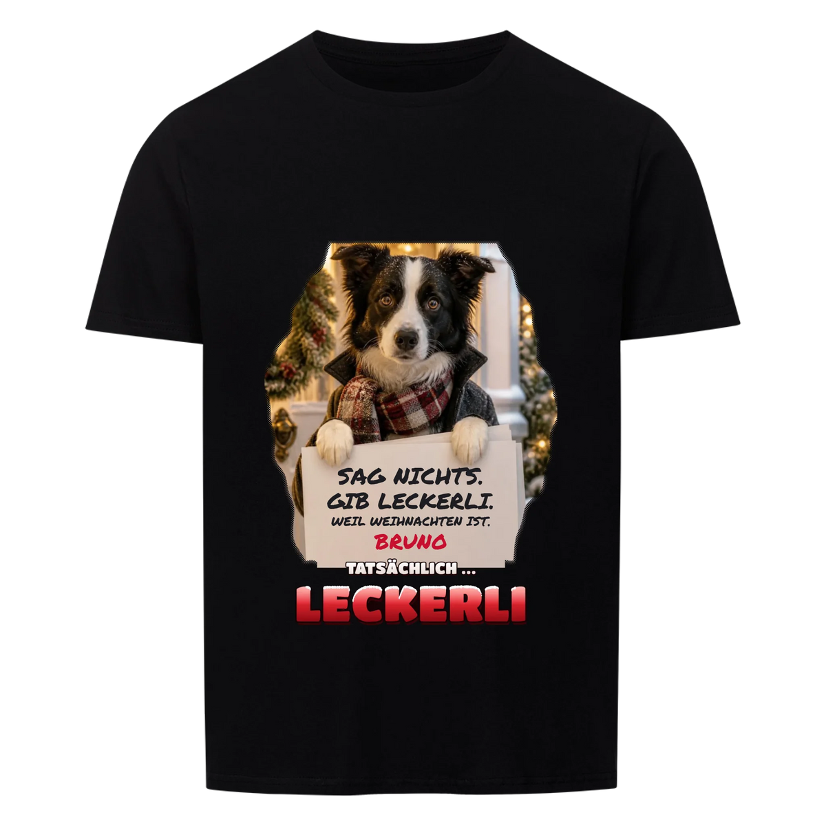 Tatsaechlich Leckerli T-Shirt Schwarz - personalisiert mit Foto & Name | Lil Snouts