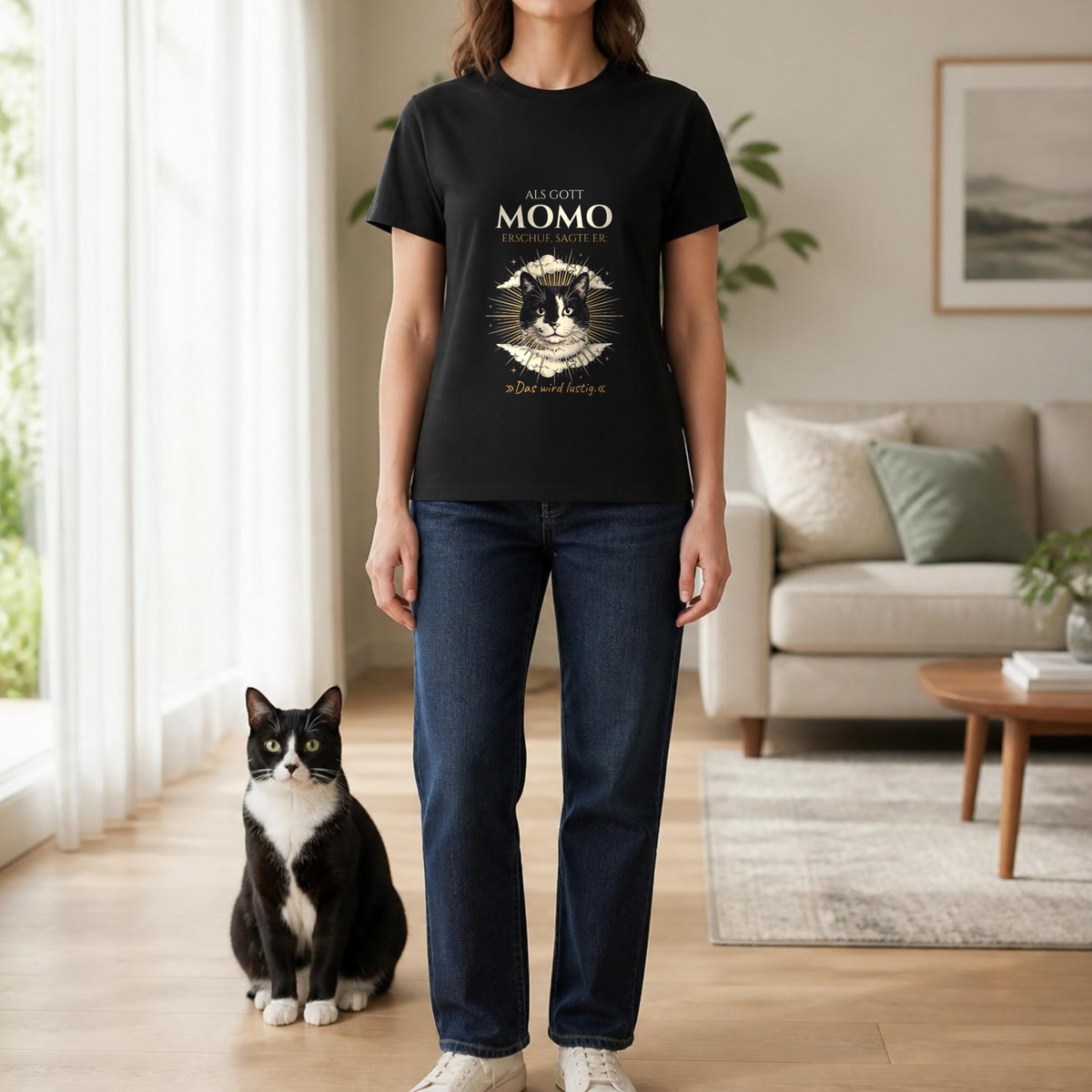Getragenes Mockup Als Gott meinen Liebling erschuf Himmels-Emblem Shirt
