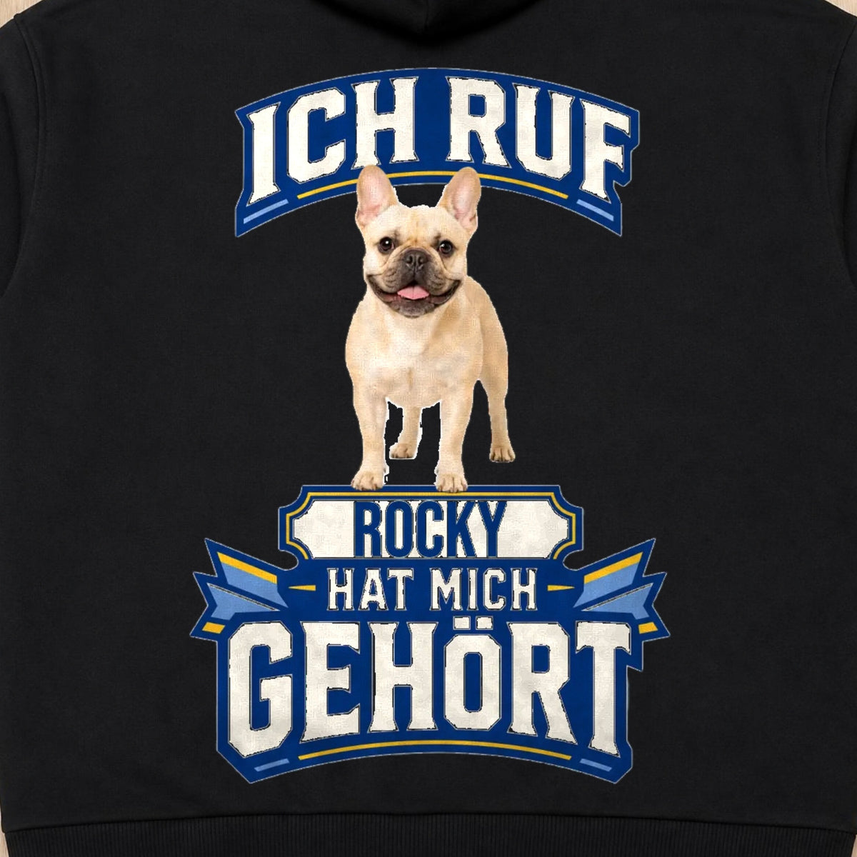 Ich ruf Hoodie Rückendruck Flatlay in Schwarz | Lil Snouts