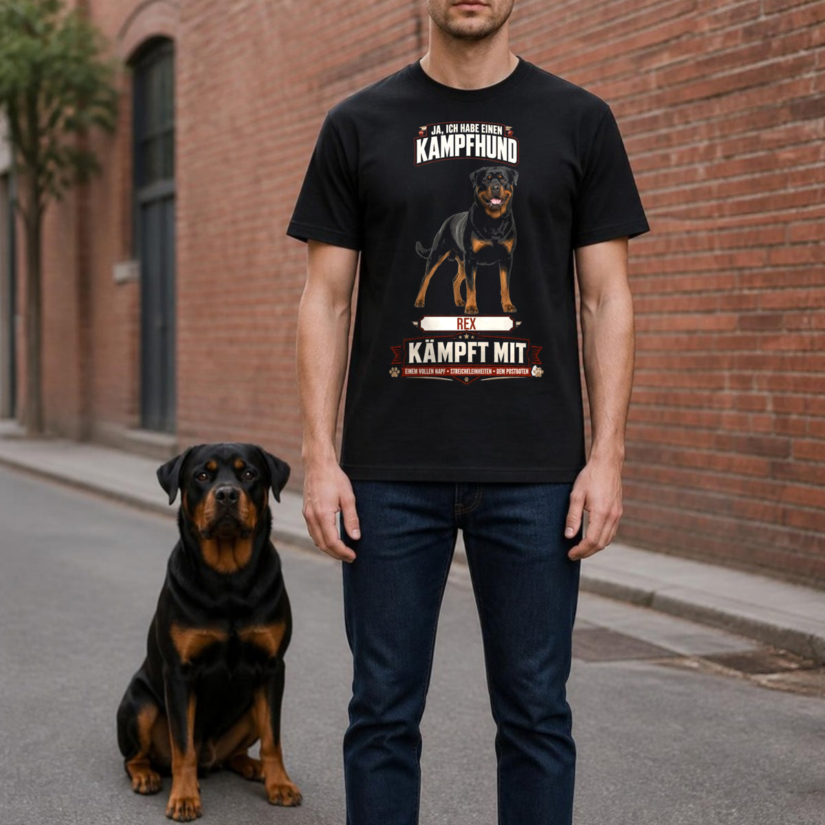 Kampfhund Szene – personalisiertes T-Shirt oder Hoodie mit deinem Haustier von Lil Snouts