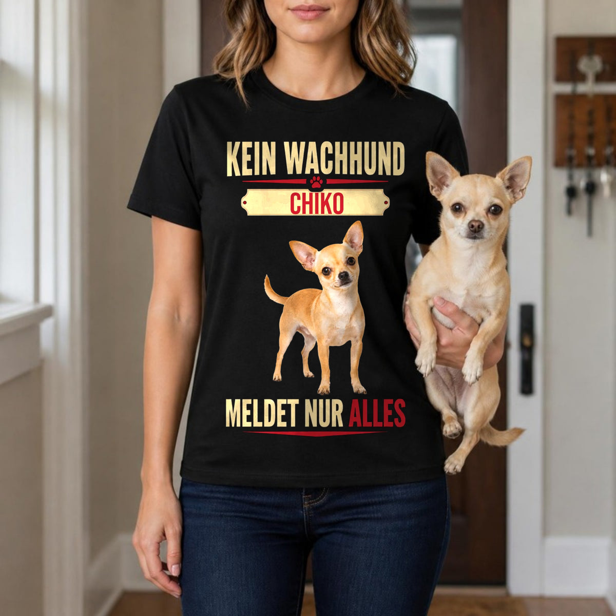 Wachhund Szene – personalisiertes T-Shirt oder Hoodie mit deinem Haustier von Lil Snouts