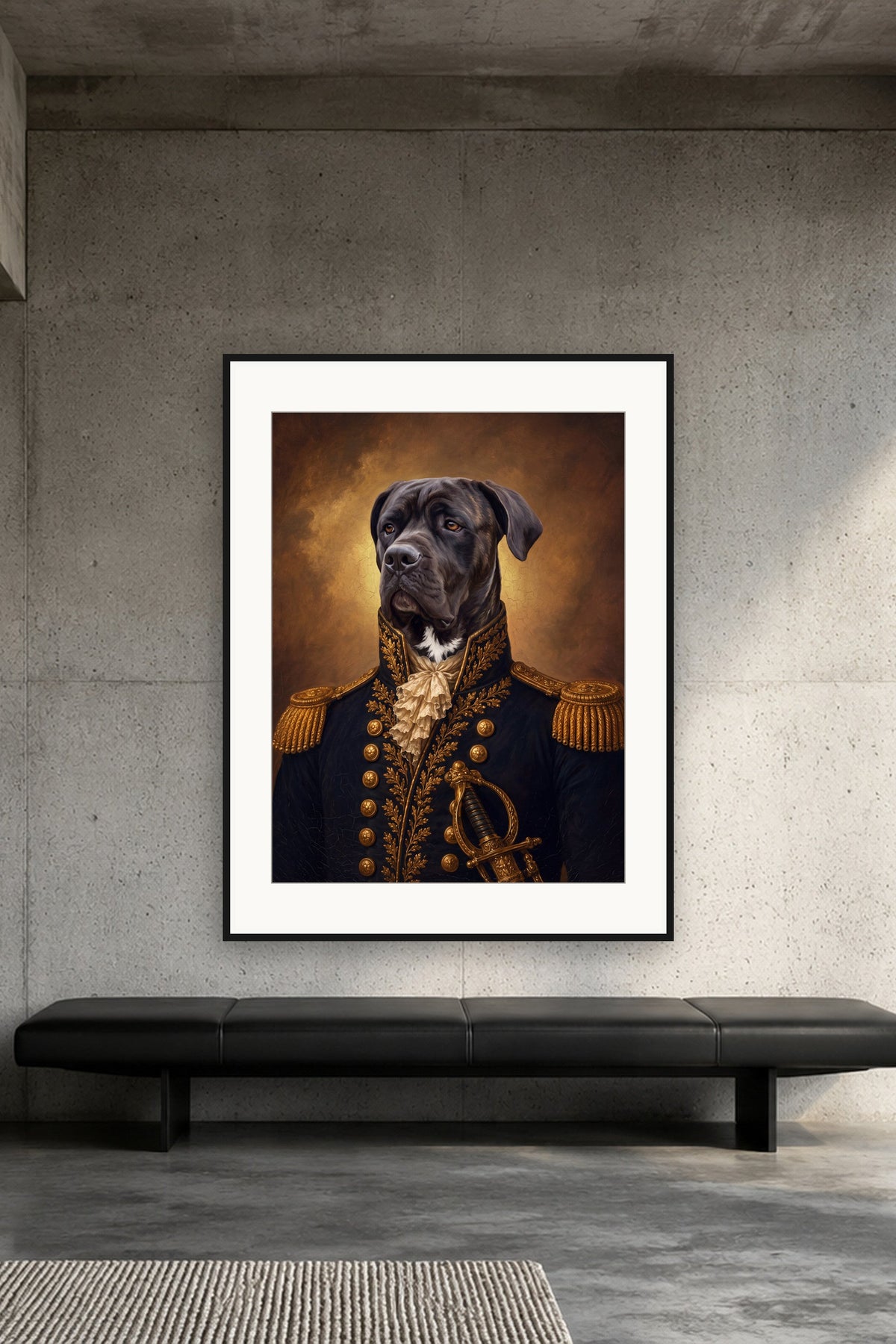 Poster im Loft: Dein Hund als Renaissance-General – personalisiertes Hundeportrait