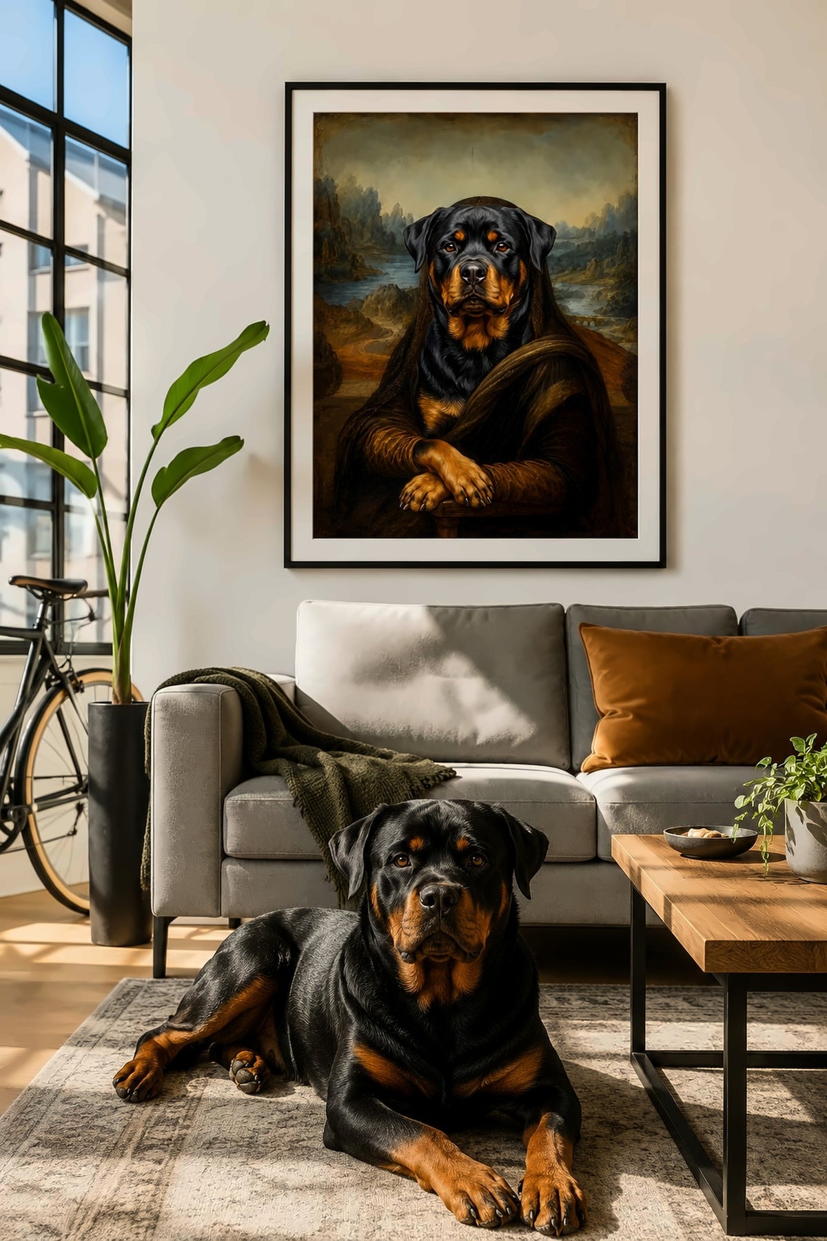 Poster im Wohnzimmer: Dein Hund als Mona Lisa – personalisiertes Hundeportrait