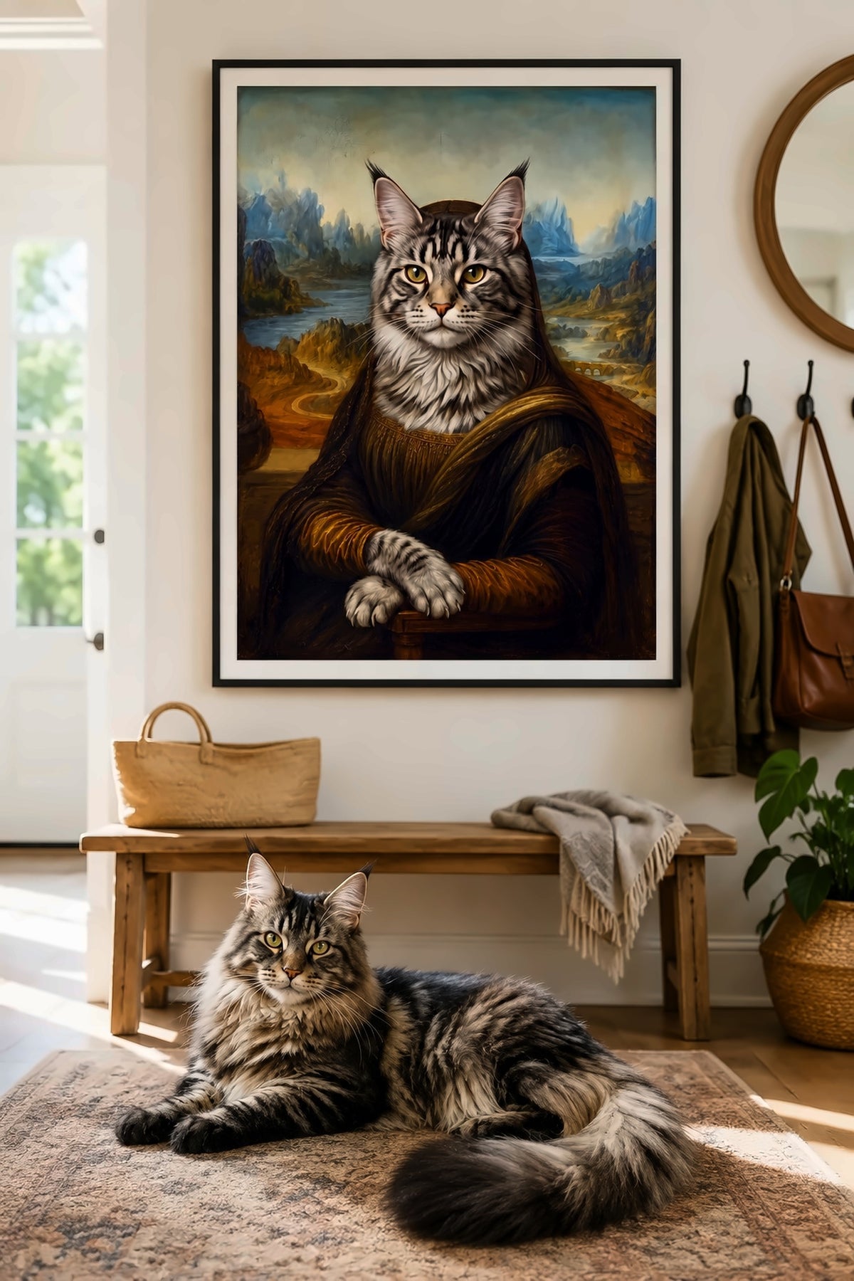 Poster im Wohnzimmer: Deine Katze als Mona Lisa – personalisiertes Katzenportrait