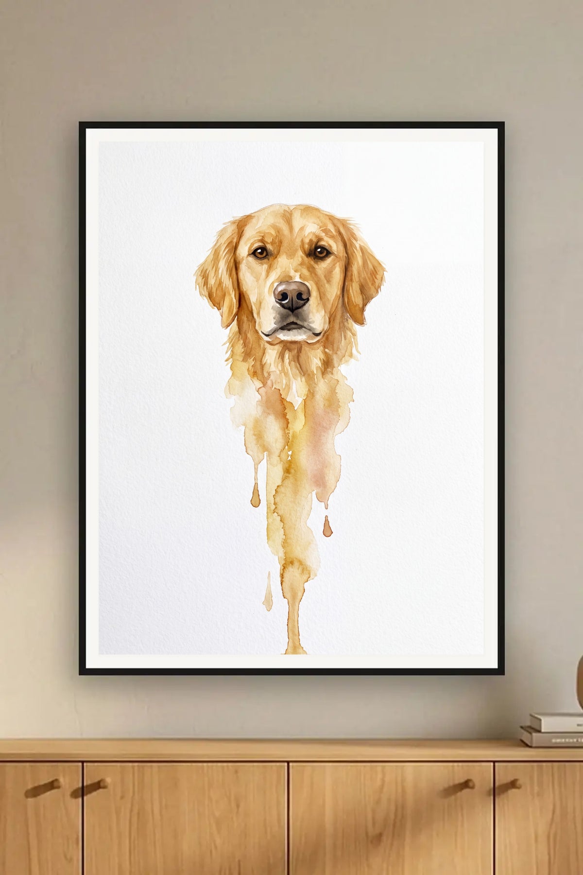 Poster im Wohnzimmer: Dein Hund als Aquarell Nass-in-Nass – personalisiertes Hundeportrait