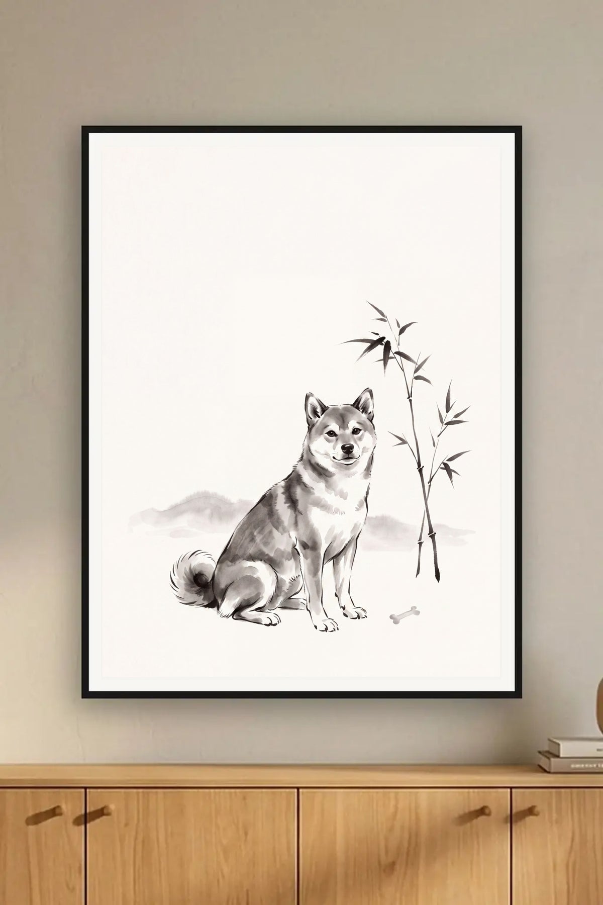 Poster im Wohnzimmer: Dein Hund als Sumi-e-Tuschemalerei – personalisiertes Hundeportrait