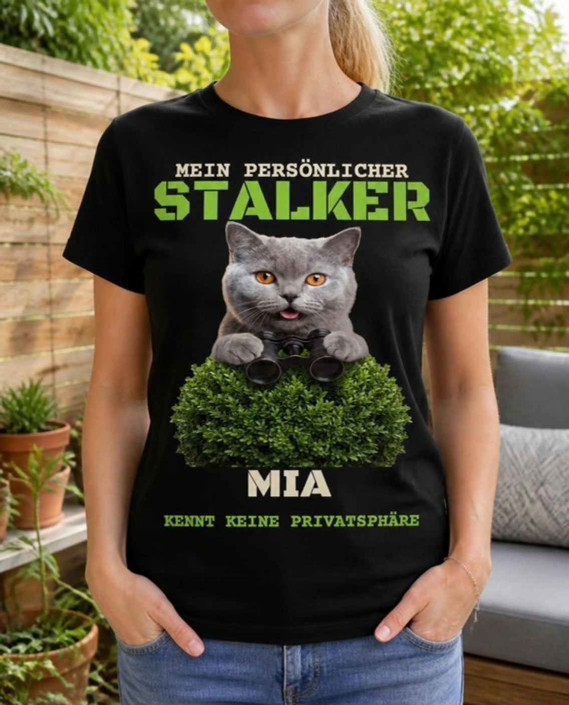 Mein persönlicher Stalker T-Shirt – Katzen-Version mit Foto und Name | Lil Snouts