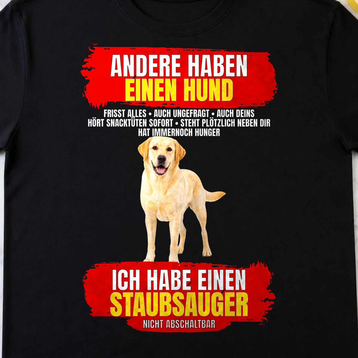 Staubsauger T-Shirt Labrador Nahaufnahme Flatlay